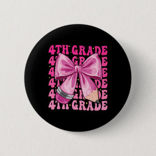 First Day Of 4th Grade Girls Coquette Bow Byck To 6 Cm Round Badge