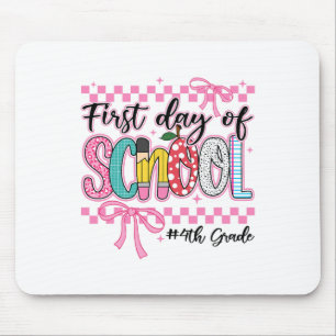 First Day Of 4th Grade Kids Girl Bow Back To Schoo Mouse Pad