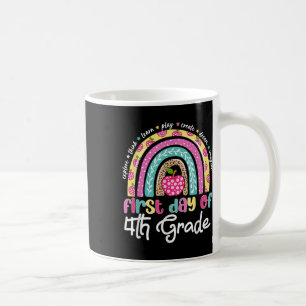 First Day Of 4th Grade Leopard Rainbow Back To Sch Coffee Mug