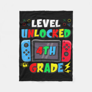 First Day Of 4th Grade Level Unlocked Game Ck To S Fleece Blanket