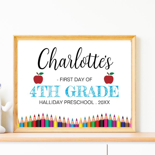 First Day of 4th Grade Minimalist Back To School Poster (Creator Uploaded)