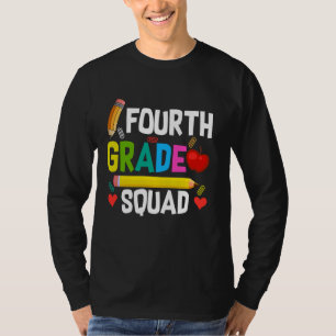 First Day Of 4th Grade Squad Teacher Student Back T-Shirt