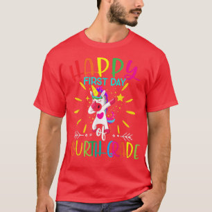 First Day Of 4th Grade Teacher Unicorn Lover Back  T-Shirt