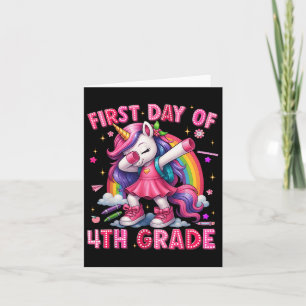 First Day Of 4th Grade Unicorn Back To School Girl Card