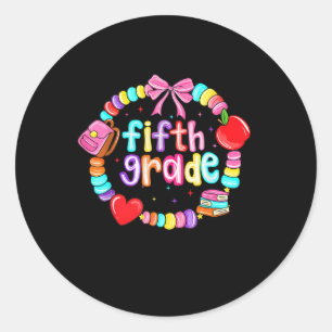 First Day Of 5th Grade Friendship Bracelet Back To Classic Round Sticker