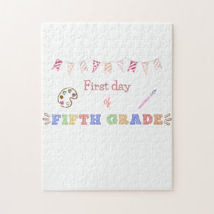 First Day of 5th Grade Shirt Art Theme Jigsaw Puzzle