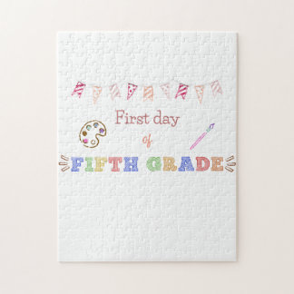 First Day of 5th Grade Shirt Art Theme Jigsaw Puzzle