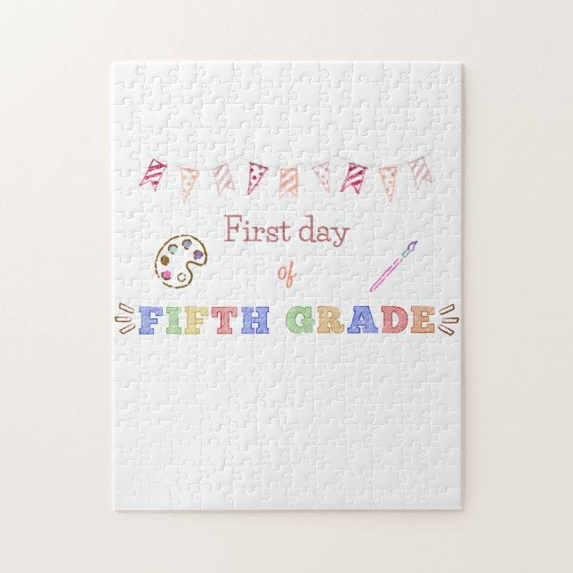 First Day of 5th Grade Shirt Art Theme Jigsaw Puzzle (Vertical)