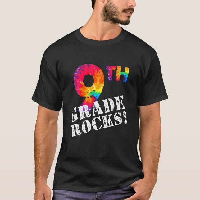 First Day Of 9Th Grade Rocks Tie Dye Student Back T-Shirt (Front)