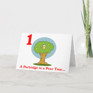 First Day of Christmas a Partridge in a Pear Tree Holiday Card