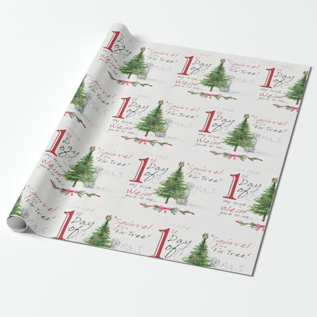 FIRST DAY OF CHRISTMAS WEIMS WRAPPING PAPER (Unrolled)
