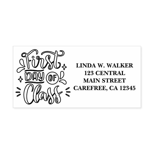 First Day Of Class Return Address Rubber Stamp (Imprint)
