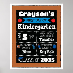 First day of Class Signs Student Art - Blue