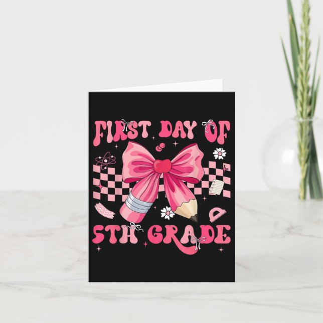 First Day Of Fifth Grade Coquette Bow Pencil Back  Card (Front)