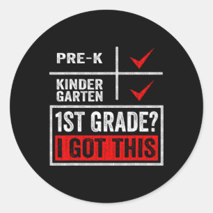 First Day Of First Grade  Boys Girls Back To Schoo Classic Round Sticker