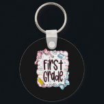 First Day Of First Grade Coquette Bow For Teacher  Key Ring<br><div class="desc">First Day Of First Grade Coquette Bow For Teacher</div>