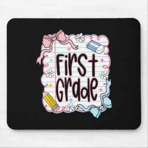 First Day Of First Grade Coquette Bow For Teacher Mouse Pad