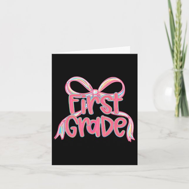 First Day Of First Grade Floral Bundle For Teacher Card (Front)