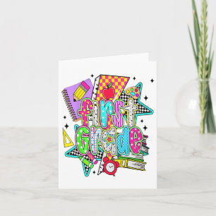 First Day Of First Grade Floral Bundle For Teacher Card