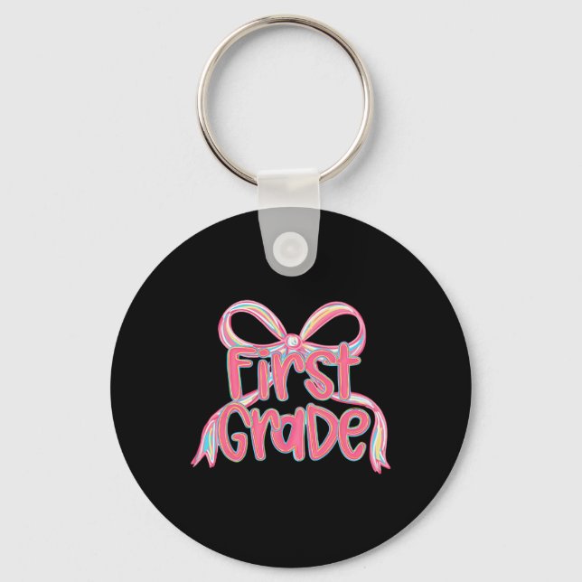 First Day Of First Grade Floral Bundle For Teacher Key Ring (Front)