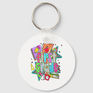 First Day Of First Grade Floral Bundle For Teacher Key Ring