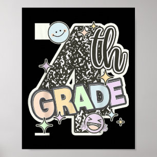 First Day Of Fourth Grade Composition Notebook Tea Poster
