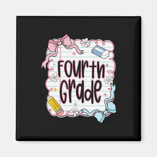 First Day Of Fourth Grade Coquette Bow For Teacher Magnet (Front)