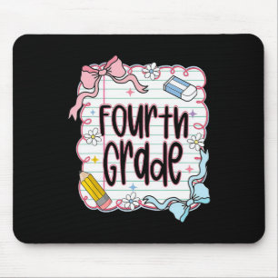 First Day Of Fourth Grade Coquette Bow For Teacher Mouse Pad