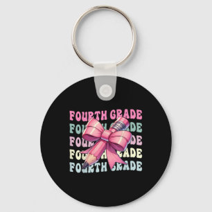 First Day Of Fourth Grade Coquette Pencil Back To Key Ring