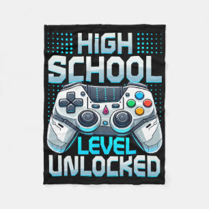 First Day Of High School Level Unlocked Ck To Scho Fleece Blanket