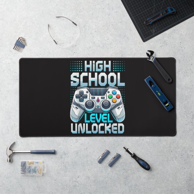 First Day of High School Level Unlocked Desk Mat (Workstation)