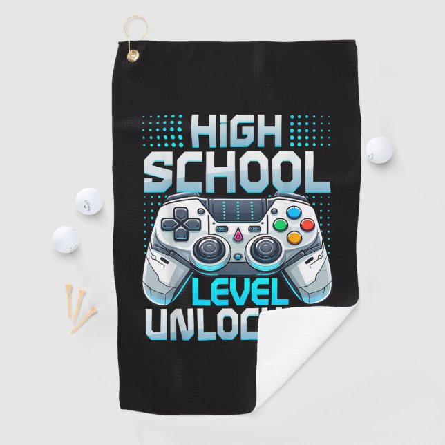 First Day of High School Level Unlocked Golf Towel (InSitu)