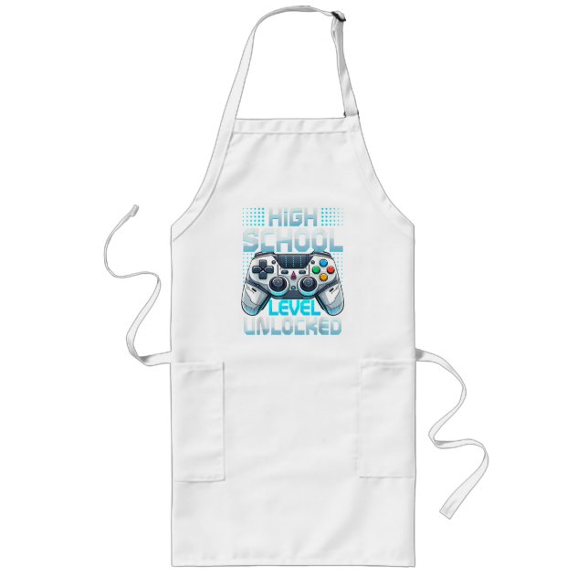 First Day of High School Level Unlocked Long Apron (Front)