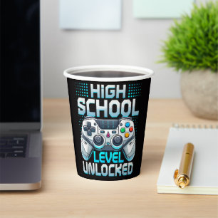 First Day of High School Level Unlocked Paper Cups