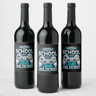 First Day of High School Level Unlocked Wine Label