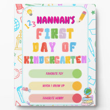 First Day Of Kindergarden Sign, Back to School
