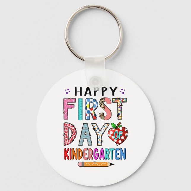 First Day Of Kindergarten Ck To School Teacher Boy Key Ring (Front)