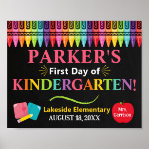First Day of Kindergarten Colourful School Sign