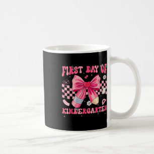 First Day Of Kindergarten Coquette Bow Pencil Back Coffee Mug