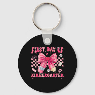 First Day Of Kindergarten Coquette Bow Pencil Back Key Ring