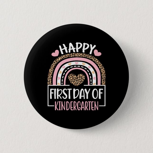 First Day of Kindergarten Fun Back To School Leopa 6 Cm Round Badge (Front)