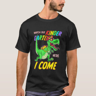 First Day Of Kindergarten Here I Come Trex Boys Gi T-Shirt