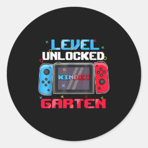 First Day Of Kindergarten Level Unlocked Back To S Classic Round Sticker