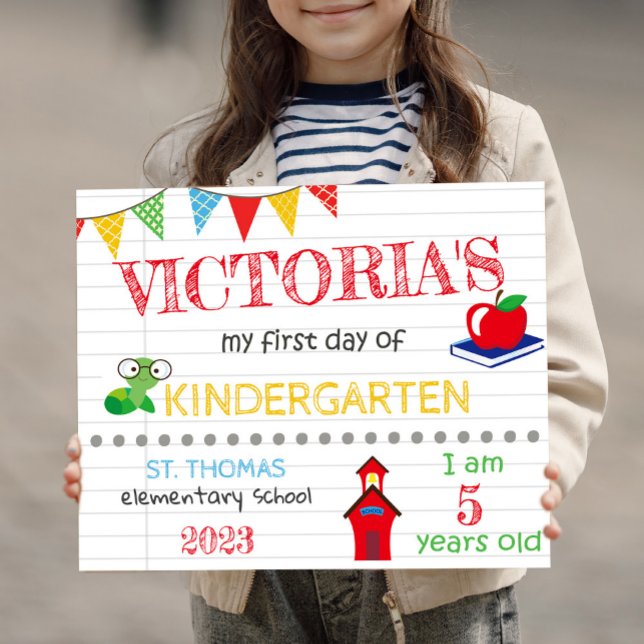 First Day Of KINDERGARTEN Name Details Age Date Poster (Creator Uploaded)