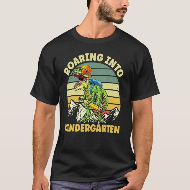 First Day Of Kindergarten Roaring Kindergarten Boy T-Shirt (Front)