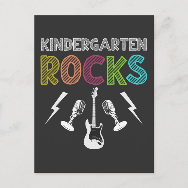 First Day of Kindergarten Rocks Guitar Lover Kid Postcard (Front)