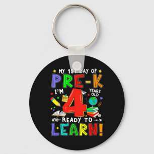 First Day Of Pre-k 4 Years Old Ready To Learn Boy Key Ring