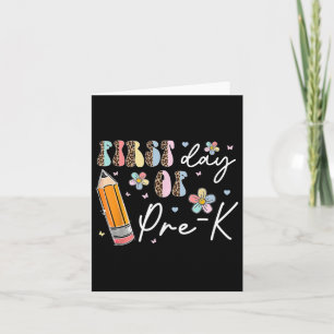 First Day Of Pre-k Back To School Teacher Boho Leo Card