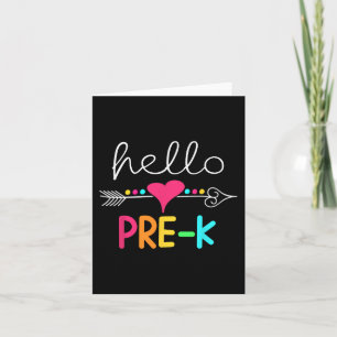 First Day Of Pre K Hello Back To School Teacher  Card