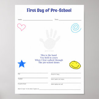First Day of Pre-School Download Printable Poster